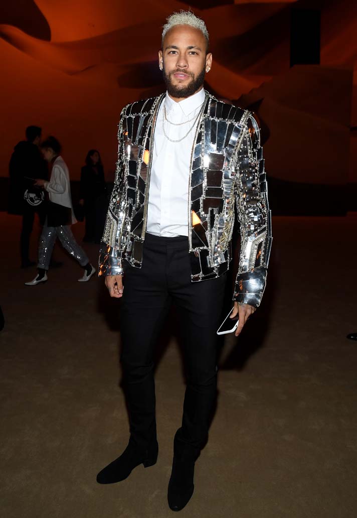 Neymar Attends The Balmain FW20/21 Show At Paris Fashion Week