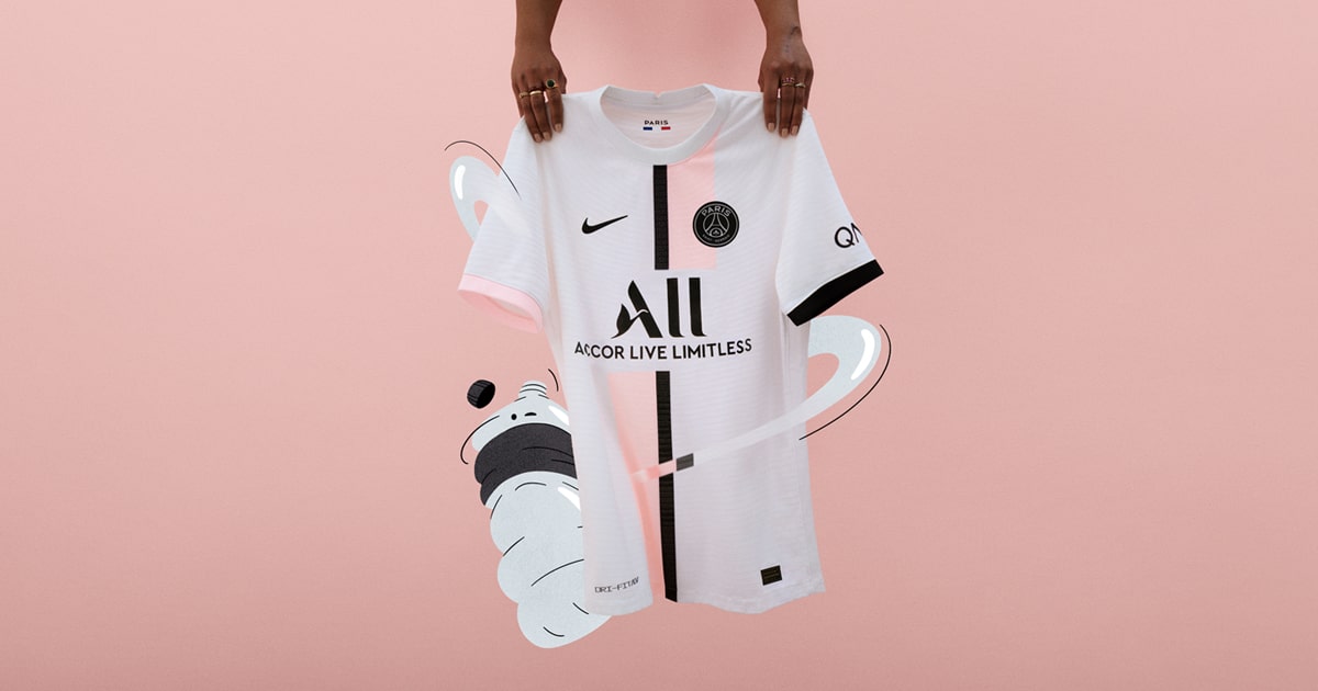 psg white and pink training top