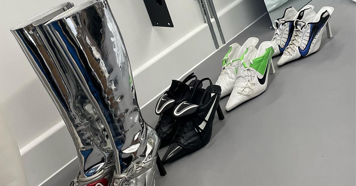 Designer Ancuta Sarca Reveals Custom Nike Football Boot High Heel Shoes ...