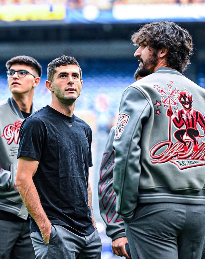 AC Milan Debut Off-White Varsity Jacket Ahead Of UCL Match - SoccerBible