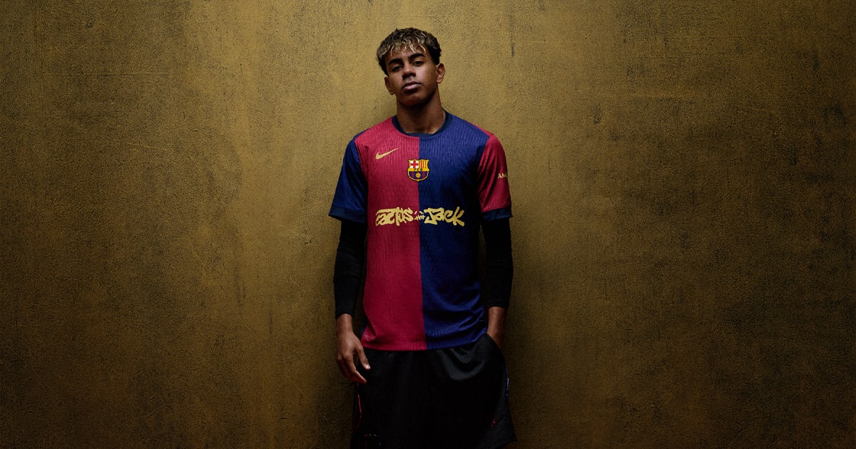 Travis scott×Barcelona Mサイズ 11 ラフィーニャ Spotify & Barcelona Call-Up Travis Scott For Clásico Special