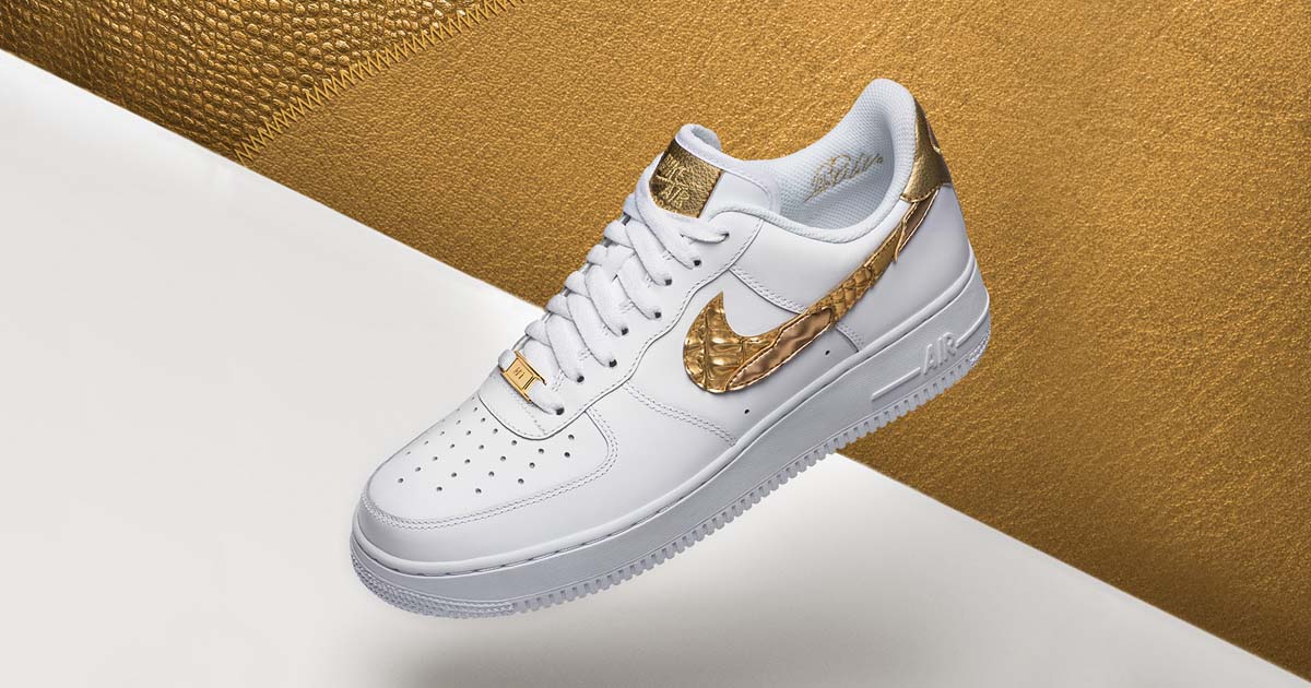 Nike Air Force 1 Golden Patchwork Sneakers - SoccerBible