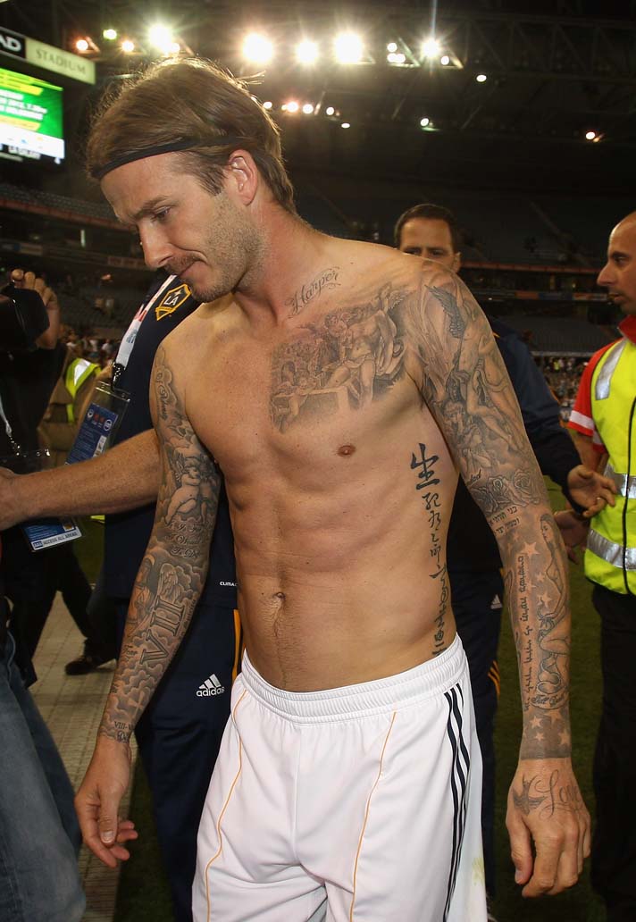 David Beckham Side Tattoos