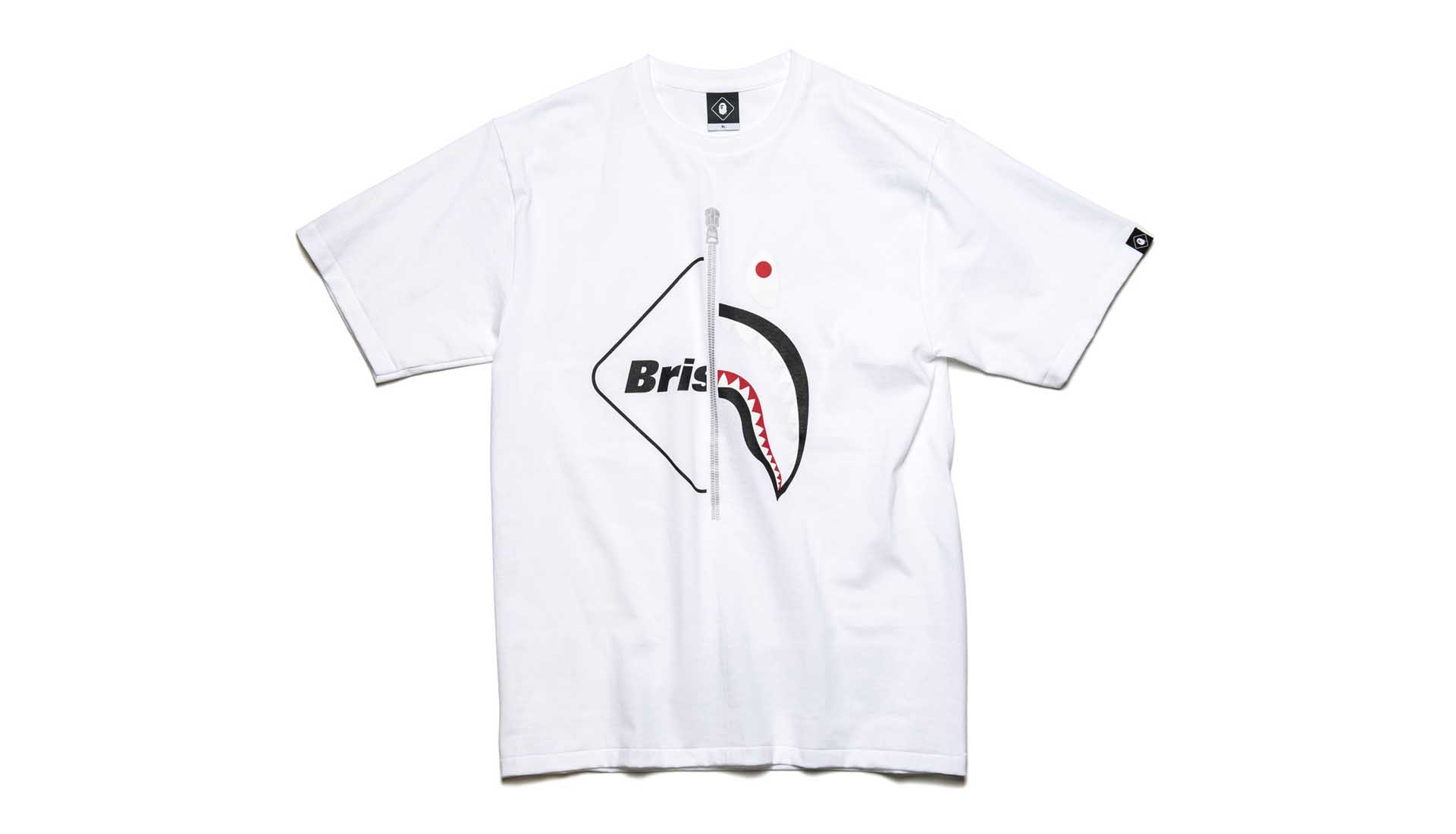 FC Real Bristol BAPE SHARK TEE WHITE 2XL