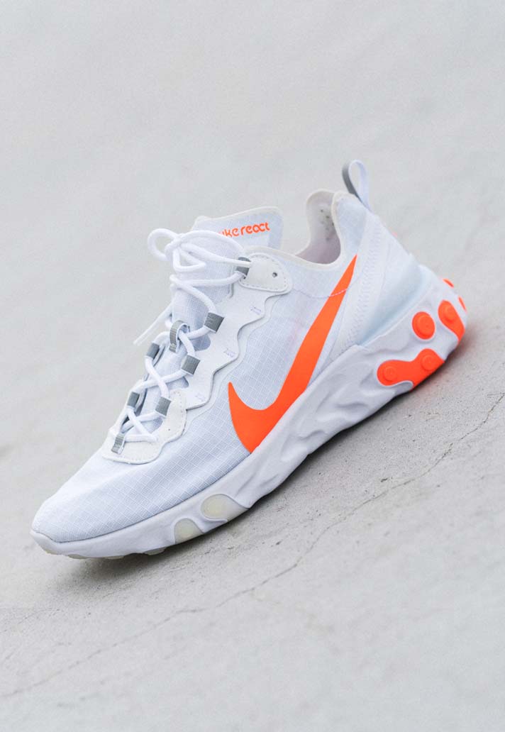 nike react white and orange